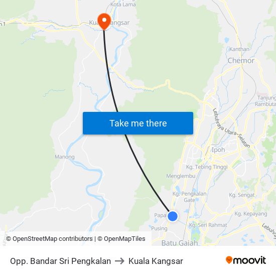 Opp. Bandar Sri Pengkalan to Kuala Kangsar map