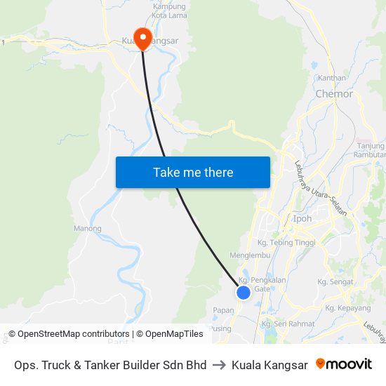 Ops. Truck & Tanker Builder Sdn Bhd to Kuala Kangsar map