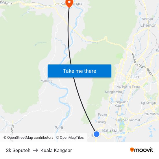 Sk Seputeh to Kuala Kangsar map