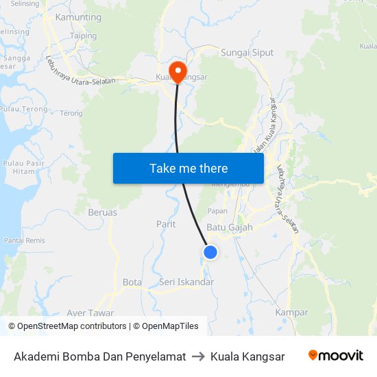 Akademi Bomba Dan Penyelamat to Kuala Kangsar map