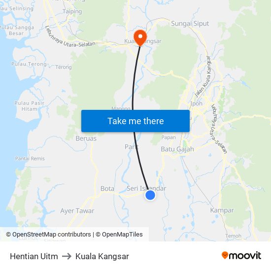 Hentian Uitm to Kuala Kangsar map