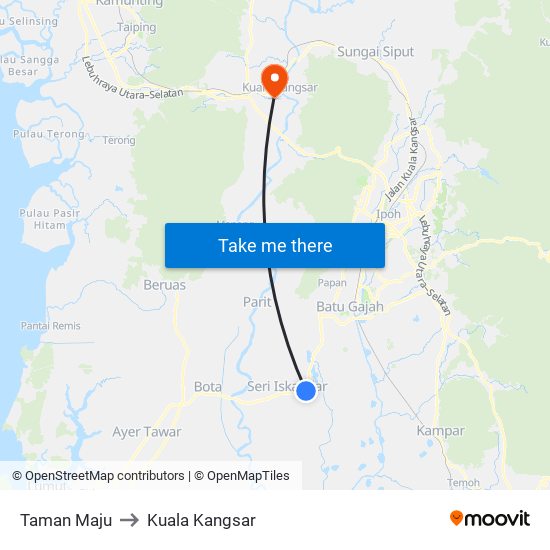 Taman Maju to Kuala Kangsar map