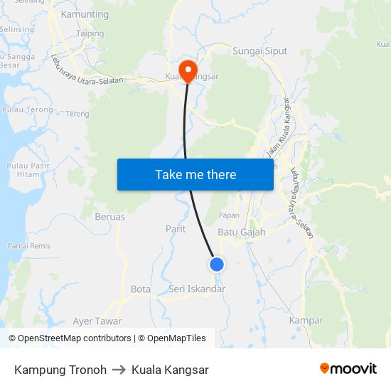 Kampung Tronoh to Kuala Kangsar map