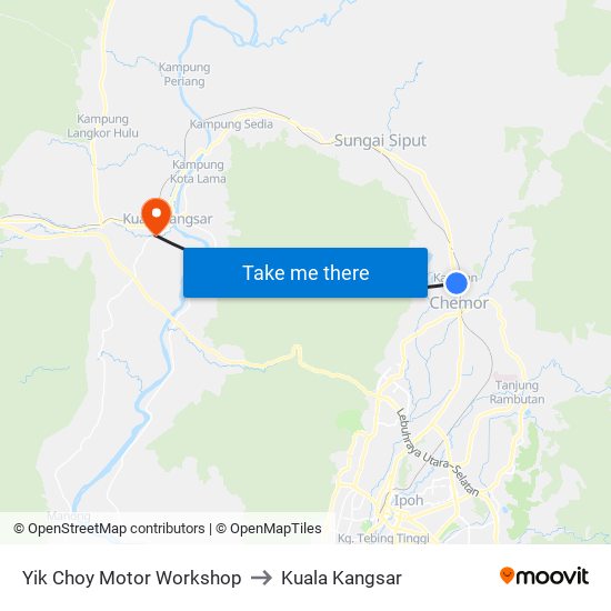 Yik Choy Motor Workshop to Kuala Kangsar map
