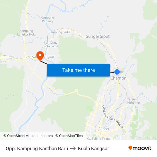Opp. Kampung Kanthan Baru to Kuala Kangsar map