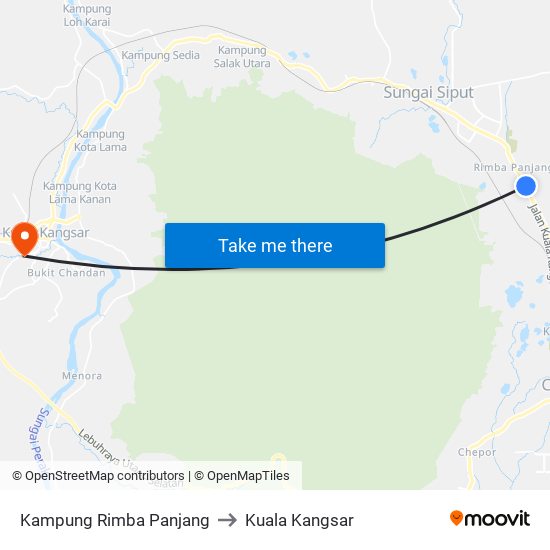 Kampung Rimba Panjang to Kuala Kangsar map