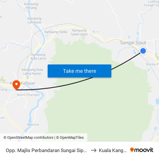 Opp. Majlis Perbandaran Sungai Siput (U) to Kuala Kangsar map