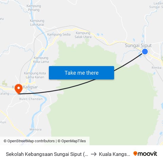 Sekolah Kebangsaan Sungai Siput (U) to Kuala Kangsar map