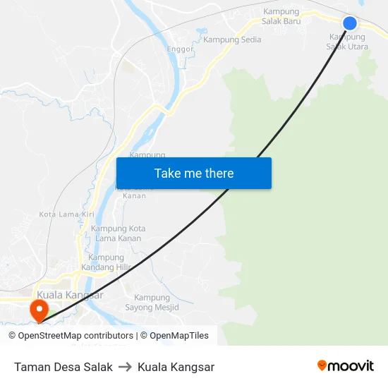 Taman Desa Salak to Kuala Kangsar map