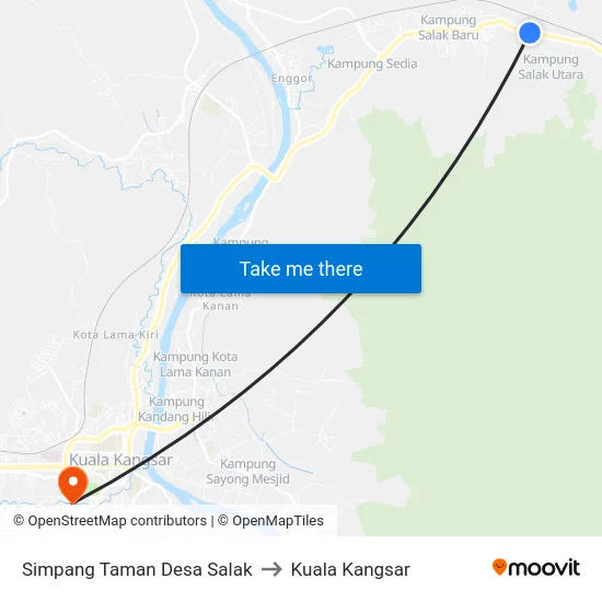 Simpang Taman Desa Salak to Kuala Kangsar map