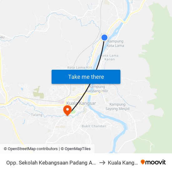 Opp. Sekolah Kebangsaan Padang Ampang to Kuala Kangsar map