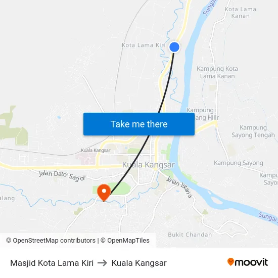 Masjid Kota Lama Kiri to Kuala Kangsar map