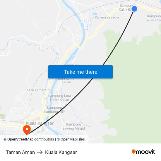 Taman Aman to Kuala Kangsar map