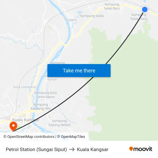 Petrol Station (Sungai Siput) to Kuala Kangsar map