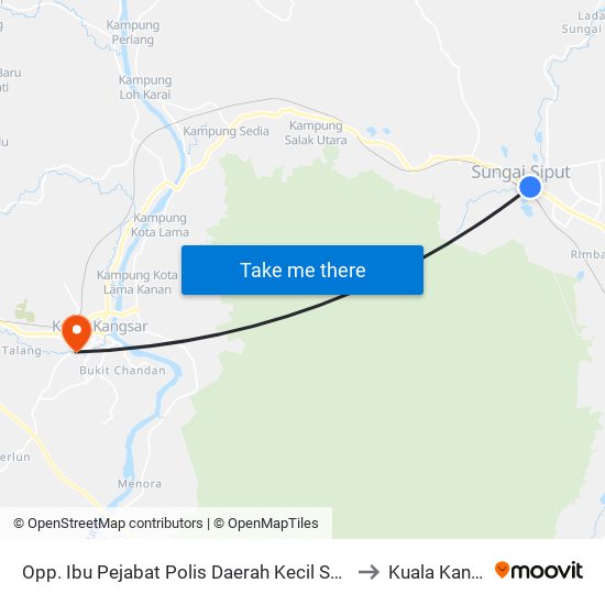 Opp. Ibu Pejabat Polis Daerah Kecil Sungai Siput to Kuala Kangsar map