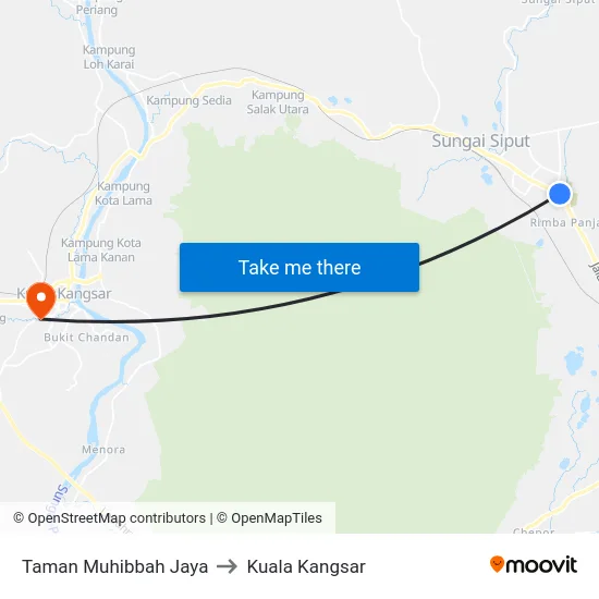 Taman Muhibbah Jaya to Kuala Kangsar map