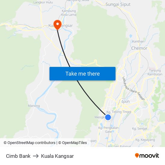 Cimb Bank to Kuala Kangsar map