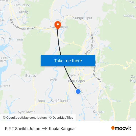 R.F.T Sheikh Johan to Kuala Kangsar map