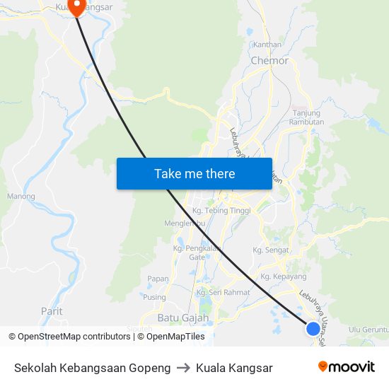 Sekolah Kebangsaan Gopeng to Kuala Kangsar map