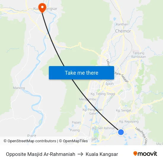 Opposite Masjid Ar-Rahmaniah to Kuala Kangsar map