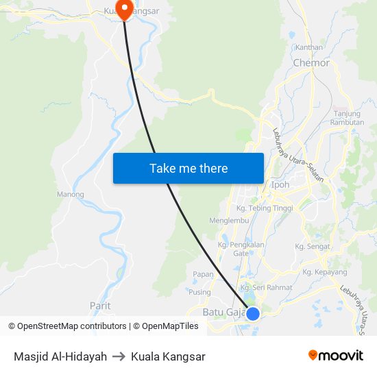Masjid Al-Hidayah to Kuala Kangsar map