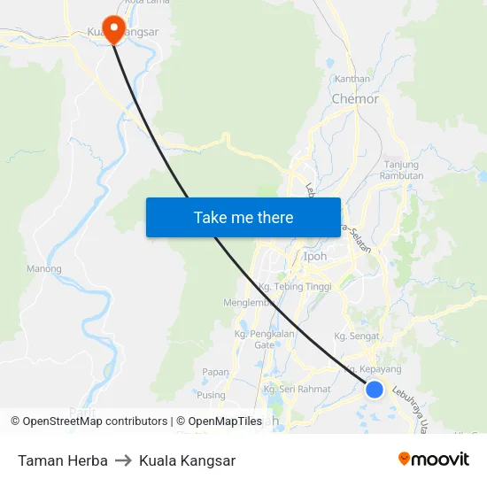 Taman Herba to Kuala Kangsar map