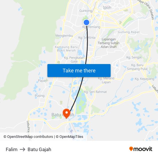 Falim to Batu Gajah map