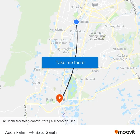 Aeon Falim to Batu Gajah map