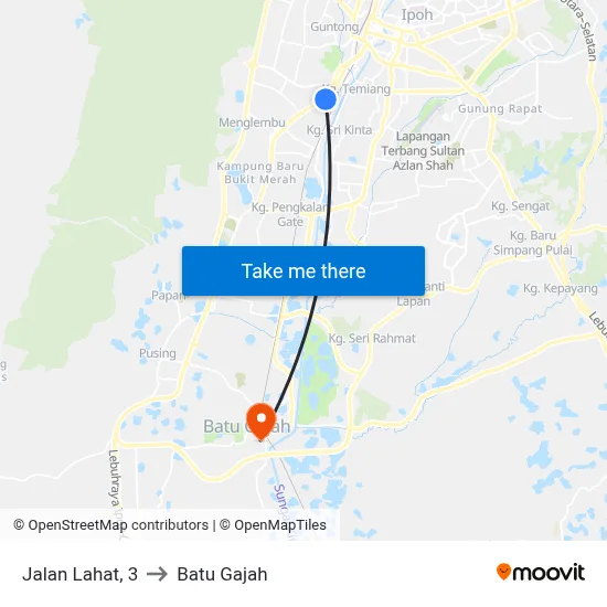 Jalan Lahat, 3 to Batu Gajah map