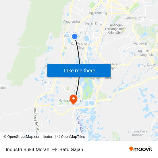 Industri Bukit Merah to Batu Gajah map