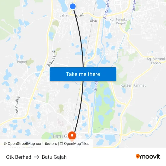 Gtk Berhad to Batu Gajah map