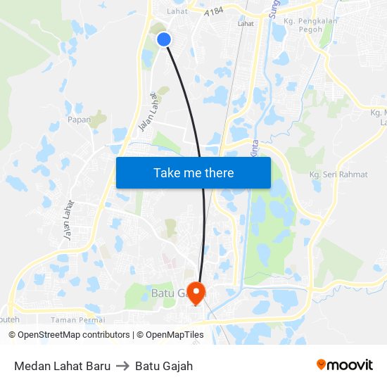 Medan Lahat Baru to Batu Gajah map