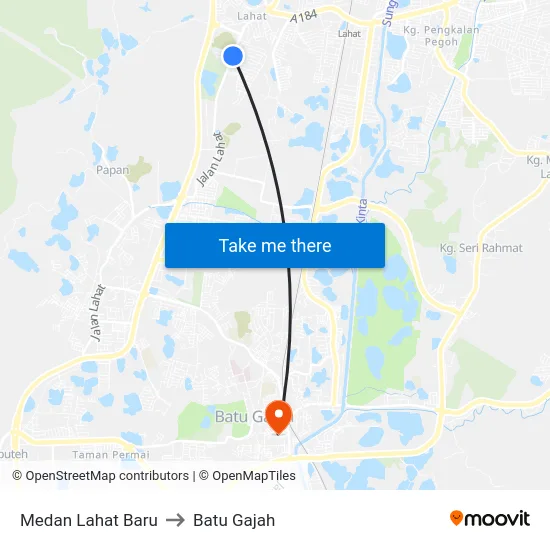 Medan Lahat Baru to Batu Gajah map