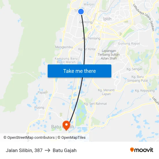 Jalan Silibin, 387 to Batu Gajah map