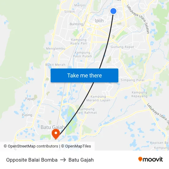 Opposite Balai Bomba to Batu Gajah map