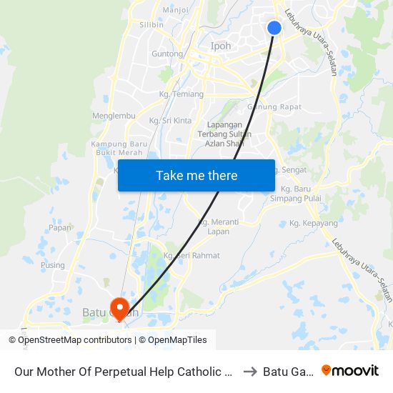 Our Mother Of Perpetual Help Catholic Church to Batu Gajah map