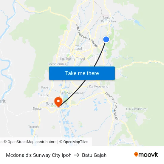 Mcdonald's Sunway City Ipoh to Batu Gajah map