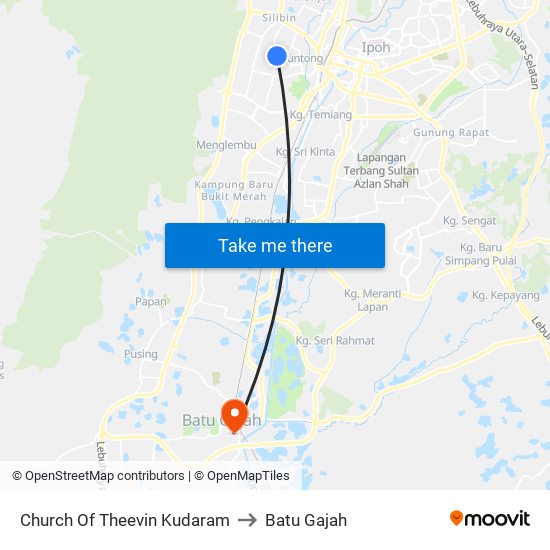 Church Of Theevin Kudaram to Batu Gajah map