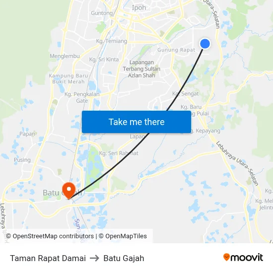 Taman Rapat Damai to Batu Gajah map