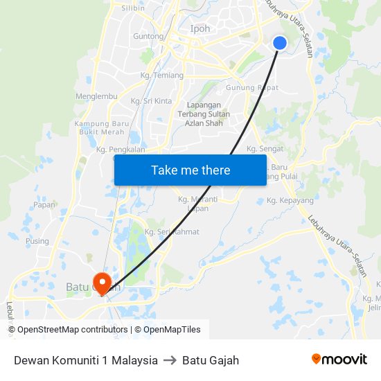 Dewan Komuniti 1 Malaysia to Batu Gajah map