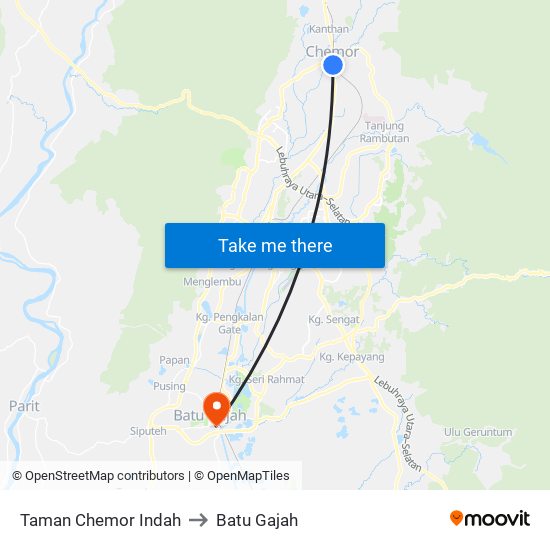 Taman Chemor Indah to Batu Gajah map