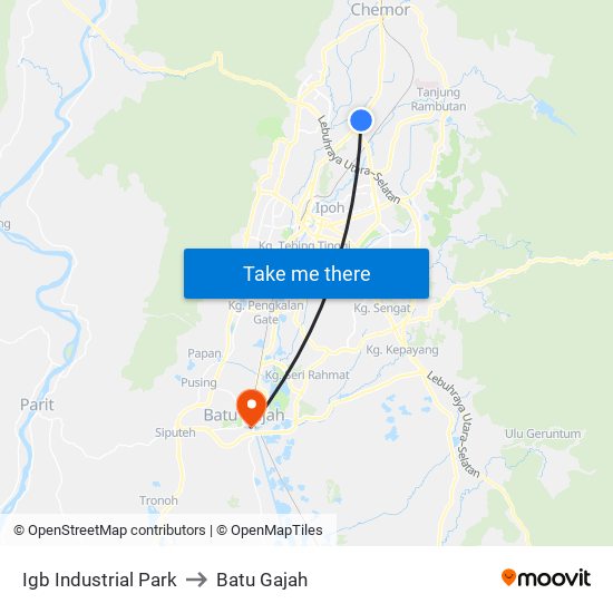 Igb Industrial Park to Batu Gajah map