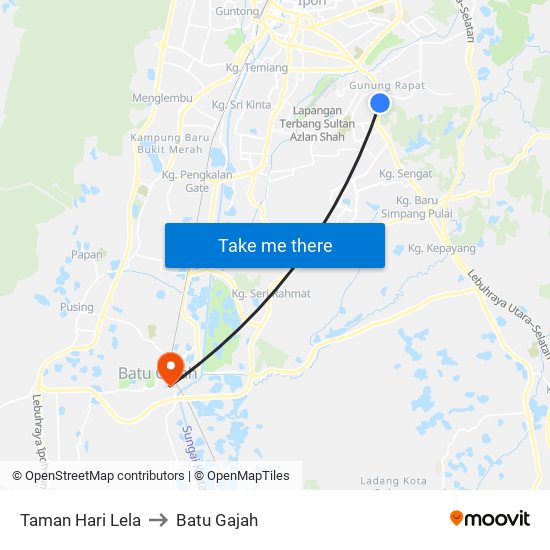 Taman Hari Lela to Batu Gajah map