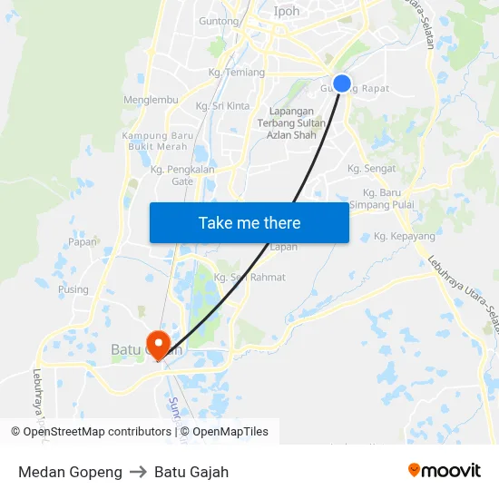 Medan Gopeng to Batu Gajah map