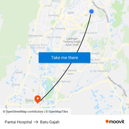 Pantai Hospital to Batu Gajah map
