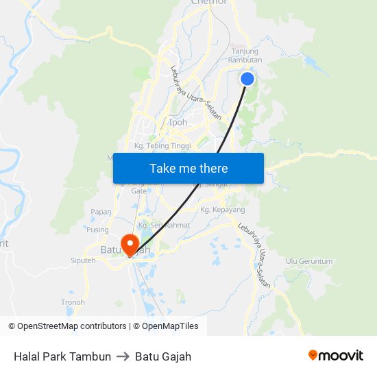 Halal Park Tambun to Batu Gajah map