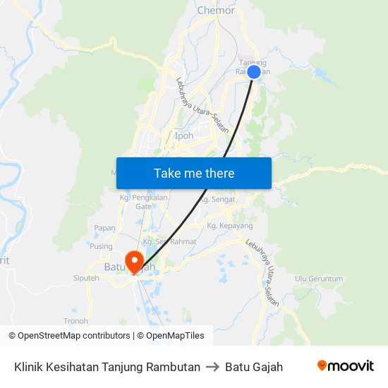 Klinik Kesihatan Tanjung Rambutan to Batu Gajah map