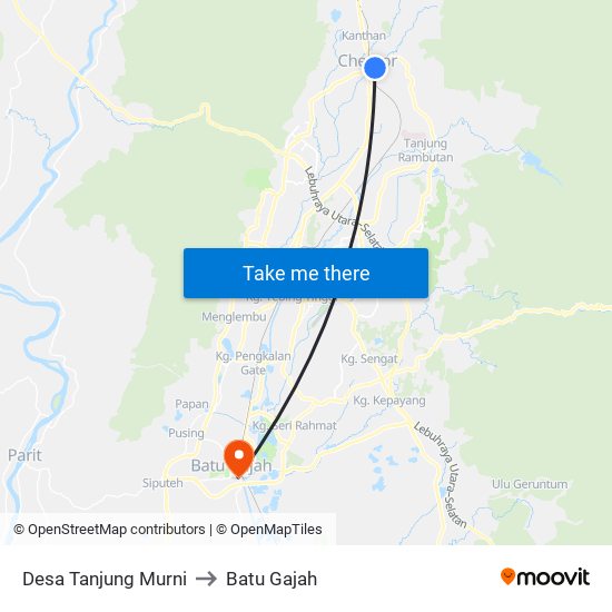 Desa Tanjung Murni to Batu Gajah map