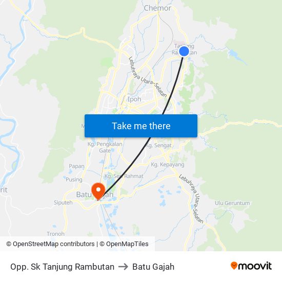 Opp. Sk Tanjung Rambutan to Batu Gajah map