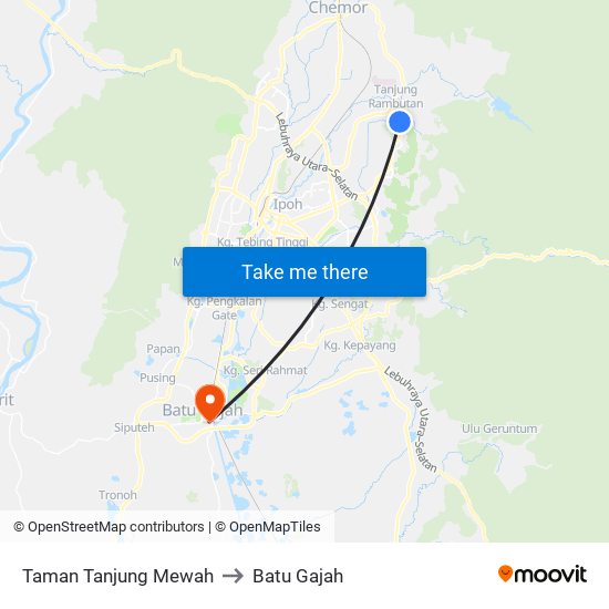 Taman Tanjung Mewah to Batu Gajah map